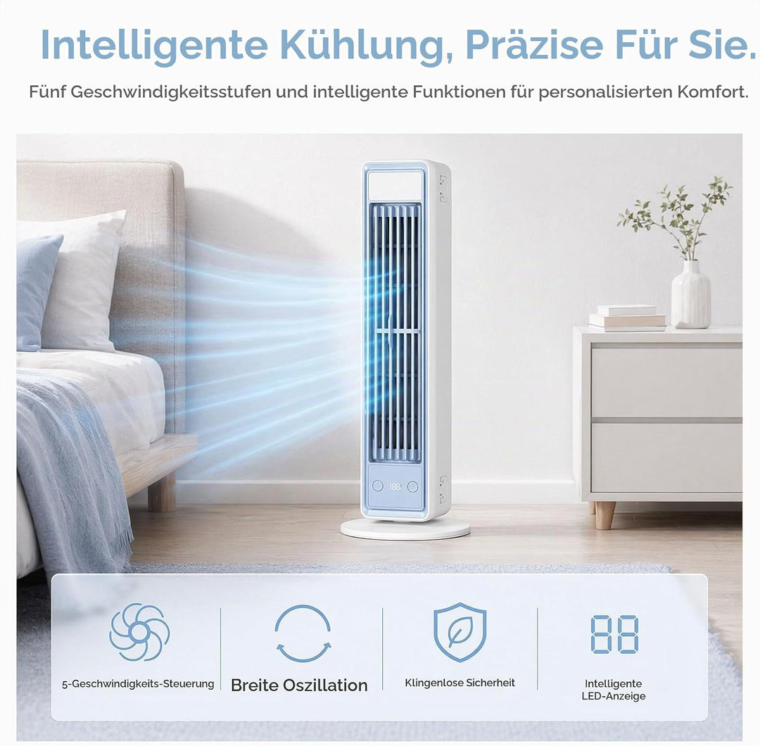 Mobiler Luftkühler für Schreibtisch &amp; Büro, Tragbare Klimaanlage Kompakt, Leiser Tischventilator ohn
