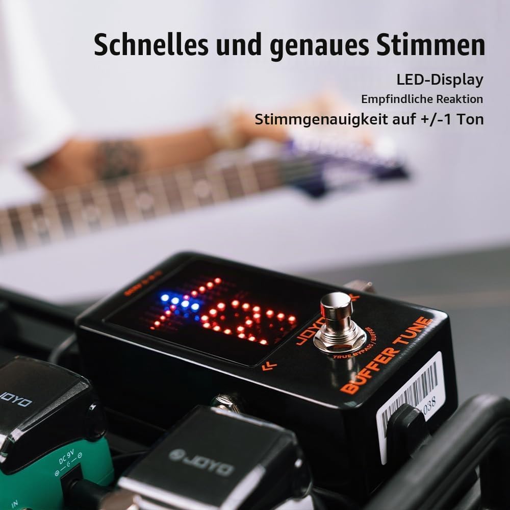 JOYO Buffer Tune Tuner Pedal mit Eingebautem Puffer Präziser Stimmung und LED-Bildschirm für Gitarre