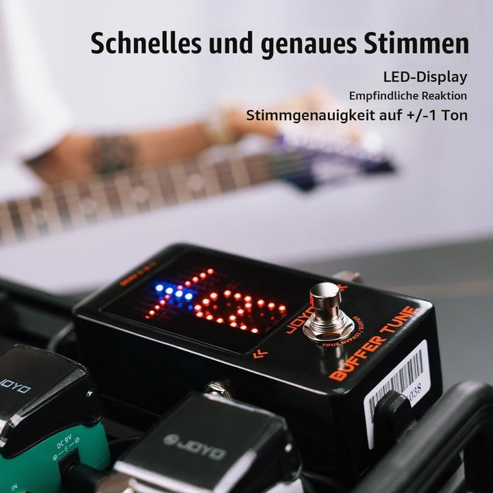 JOYO Buffer Tune Tuner Pedal mit Eingebautem Puffer Präziser Stimmung und LED-Bildschirm für Gitarre