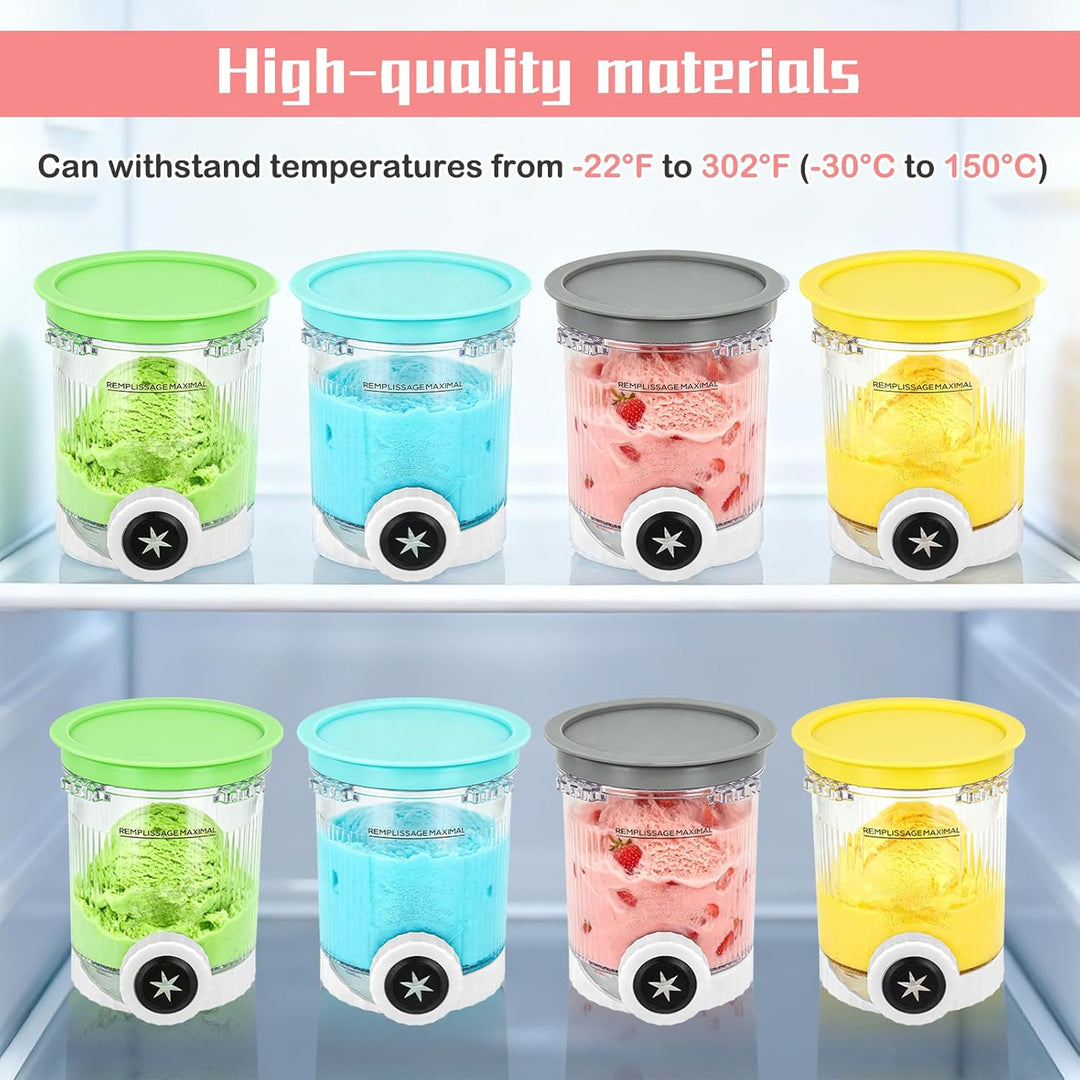 4 Stück Behälter für Ninja Swirl Behälter Kompatibel mit Ninja Swirl CREAMi 480ML Tubs Zubehör für d