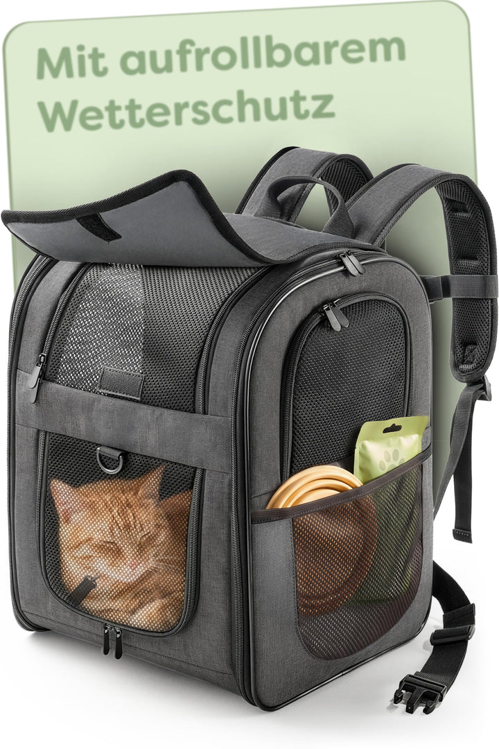 Knupis Katzenrucksack &amp; Hunderucksack bis 7kg - Leicht - Dunkelgrau, Dunkelgrau