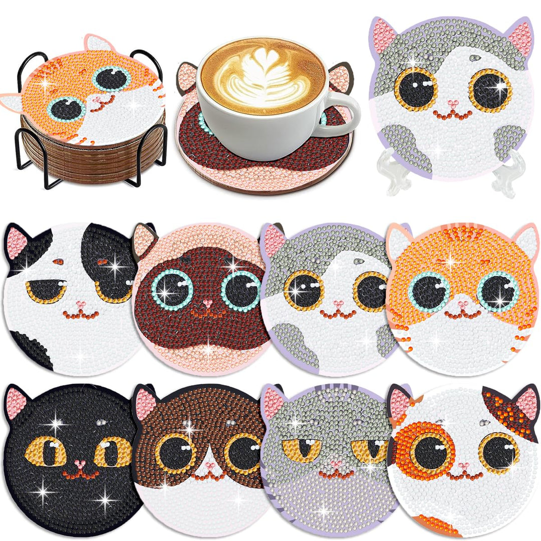 Muzagroo Art Diamond Painting Diamond Painting Bilder Set mit Halter, lächelnde Katzen für Anfänger