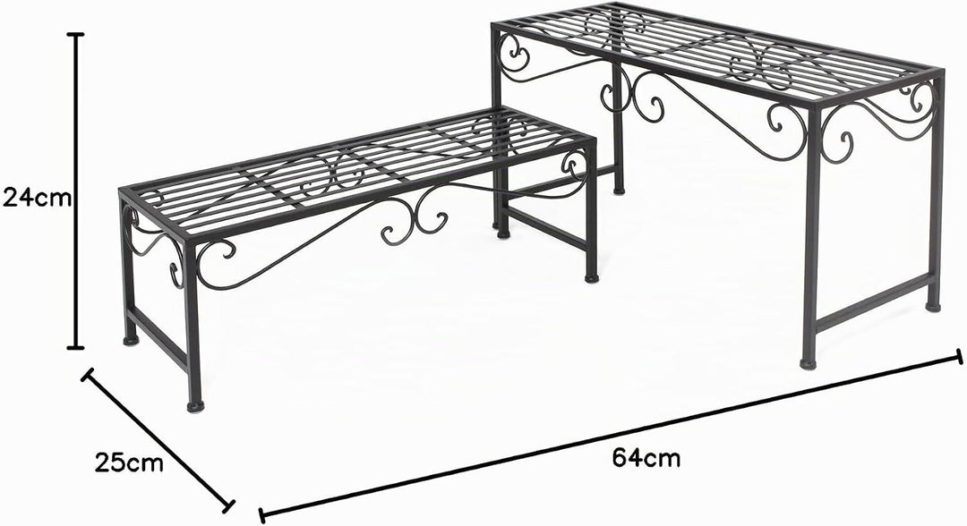 FRANK FLECHTWAREN Metall-Bank Ranken, 2er Set, Masse: 64 x 24 x 25 cm, 68 x 28 x 40 cm