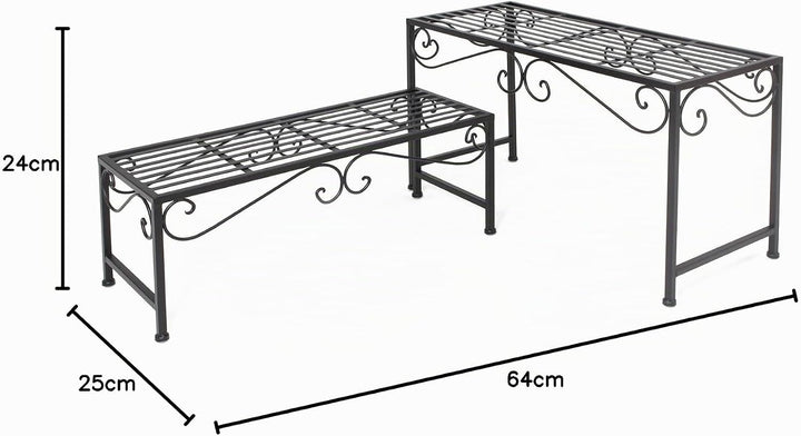 FRANK FLECHTWAREN Metall-Bank Ranken, 2er Set, Masse: 64 x 24 x 25 cm, 68 x 28 x 40 cm