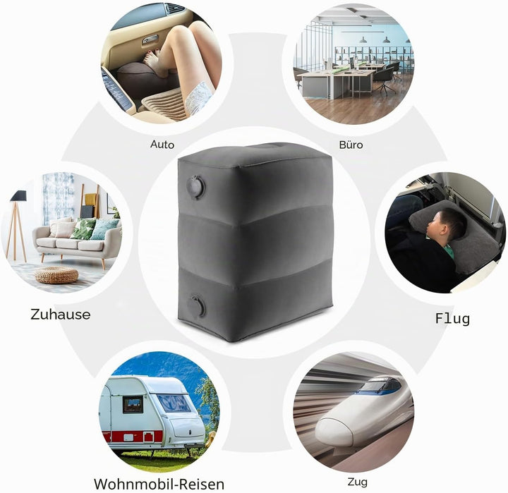 Maliton Fussstütze Flugzeug，Aufblasbare Fussstütze Kissen für Reisen Auto &amp; Zuhause &amp; Büro, Höhenver