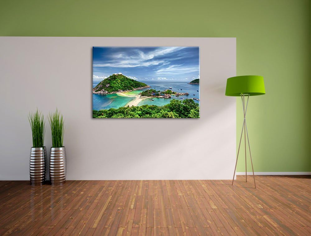 Inselstadt im Pazifik Format: 100x70 auf Leinwand, XXL riesige Bilder fertig gerahmt mit Keilrahmen,