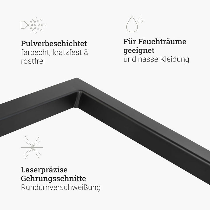 1x Kleiderstange ÜBERECK, Garderobenhalter L-Form, Wandmontage Bad Flur Küche, inkl. Montagematerial