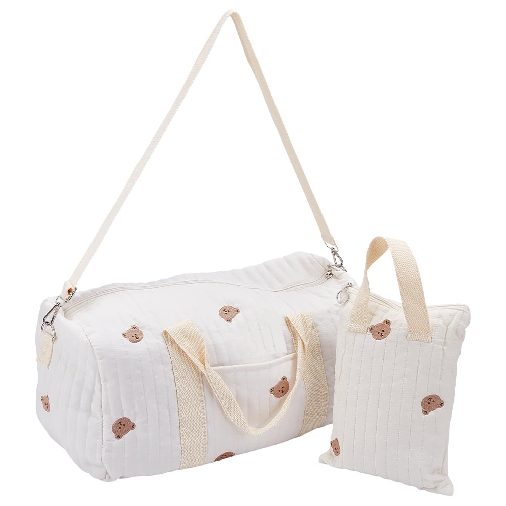 WEBEEDY 2 Styles Windeltasche Tote mit Bärenmuster Grosse Reisewickeltasche mit Reissverschluss Hand