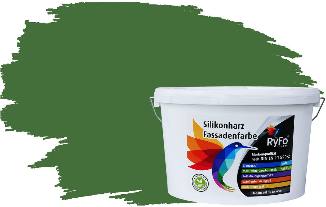 RyFo Colors Silikonharz Fassadenfarbe Lotuseffekt Trend Powergrün 10l - bunte Fassadenfarbe, weitere