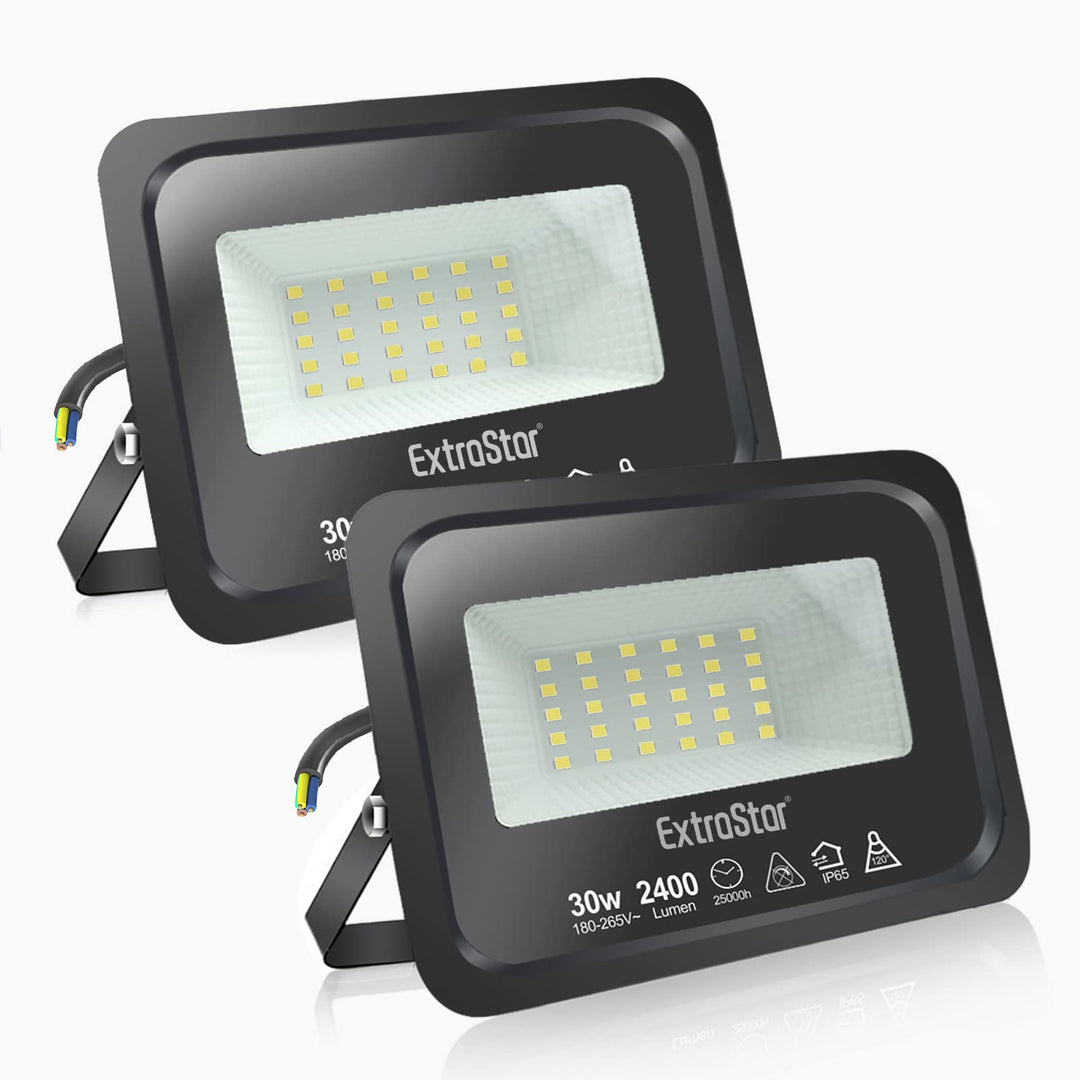 EXTRASTAR 30W LED Strahler, Superhell Led Strahler Aussen, IP65 Wasserdicht LED Fluter, 3000K Warmwe
