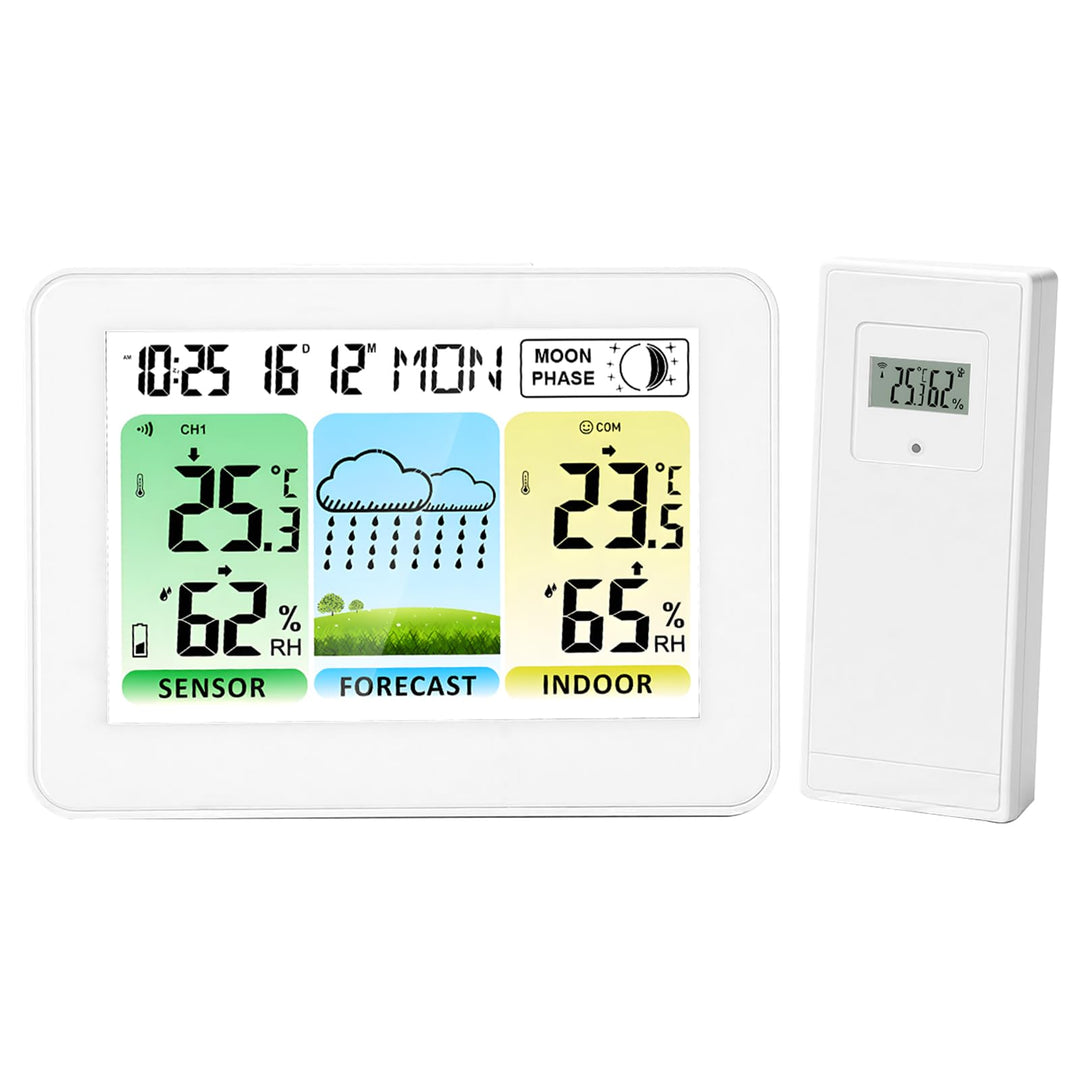 Wetterstation Funk mit Aussensensor, Wetterstationen Innen und Aussentemperatur Funk mit Wettervorhe