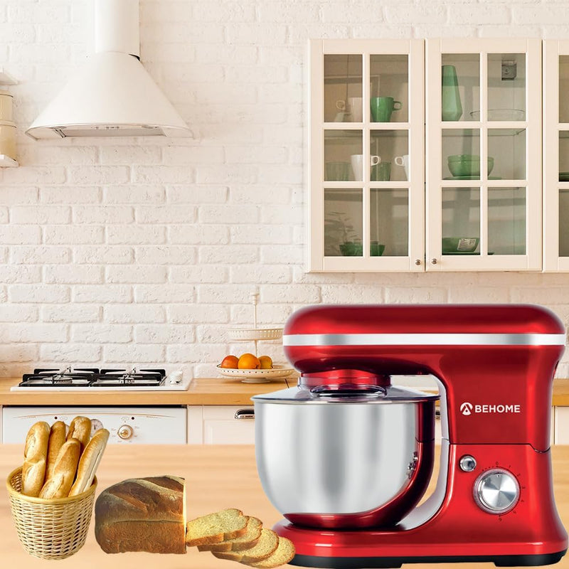 BEHOME Professionelle Knetmaschine, 1200 W, 5 l, 6 einstellbare Geschwindigkeiten, Pulse-Funktion, S
