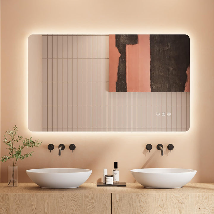 Badezimmerspiegel Led Badspiegel, Rechteckig, Touch-Schalter, Dimmbar, 3 Lichtfarbe Einstellbare Spi
