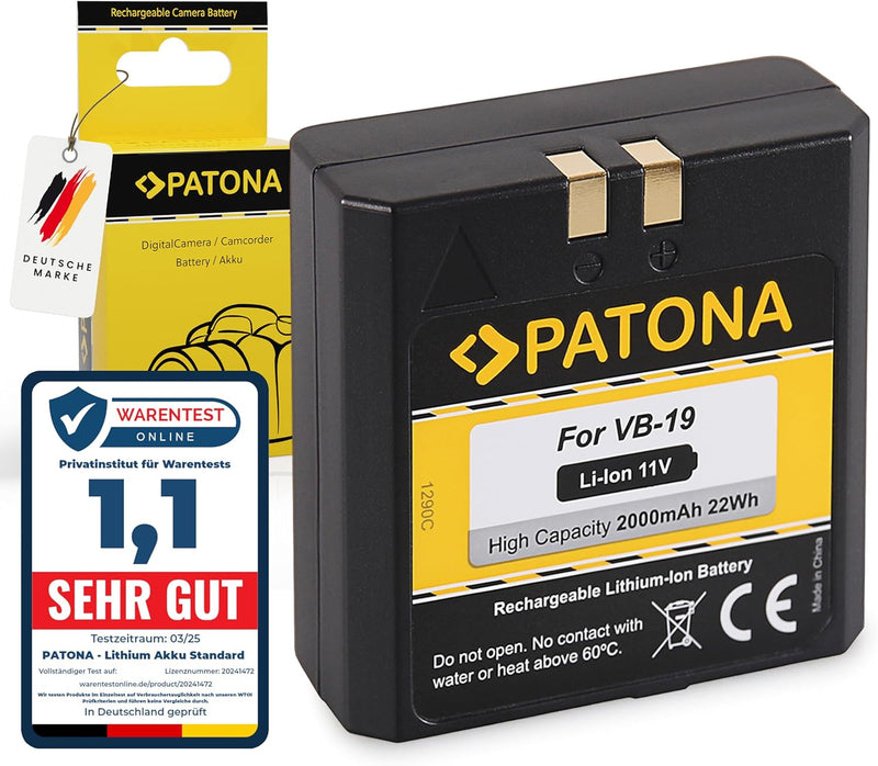 PATONA Akku VB19 2000mAh Kompatibel mit Godox VB18, V850II, V860II Flash Speedlite