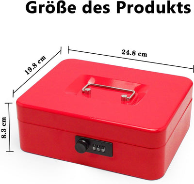 Geldkassette aus Stahl mit Zahlenschloss, kleine Geldkassette aus Metall mit abnehmbarem Geldfach, G
