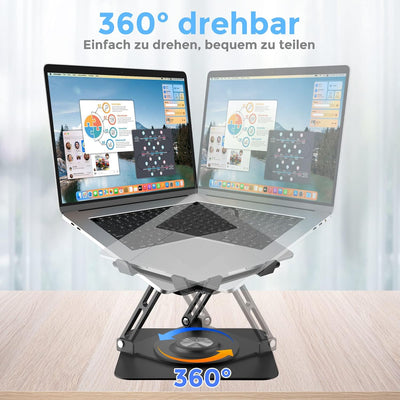 Epherie Laptop Ständer mit 360° drehbarem rundem Basis, Höhenverstellbarer ergonomischer Laptopständ