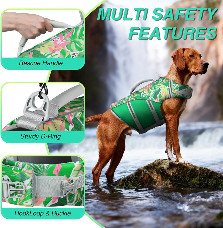 VIVAGLORY Sports Style Hundeschwimmweste, Rettungswesten Für Hunde Bootfahren, Auftrieb & Schwimmhil