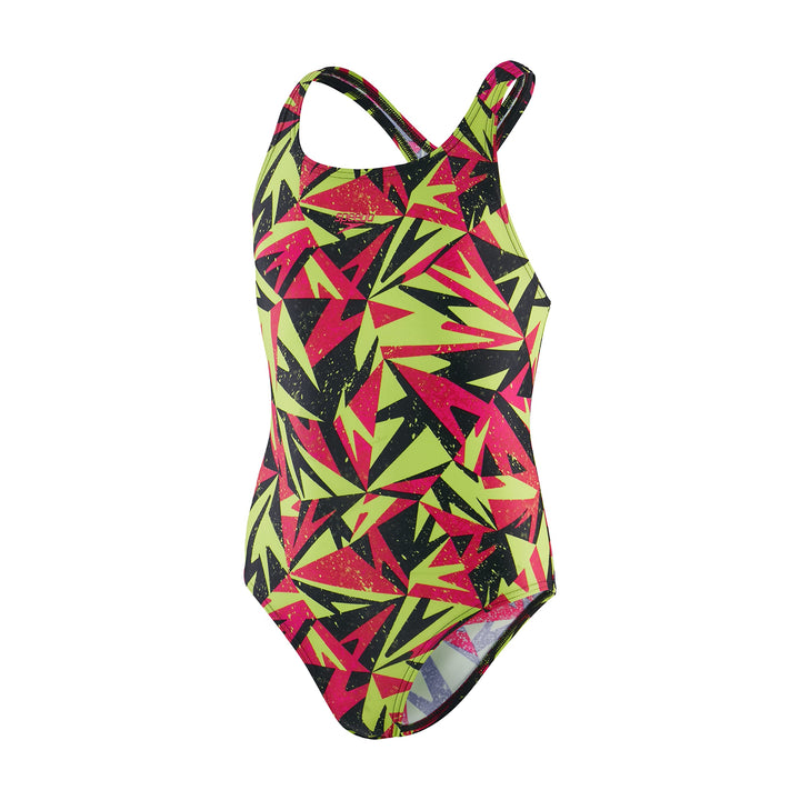 Speedo Mädchen HyperBoom Logo Medalist Badeanzug 7-8 Jahre Rosa/Grün, 7-8 Jahre Rosa/Grün