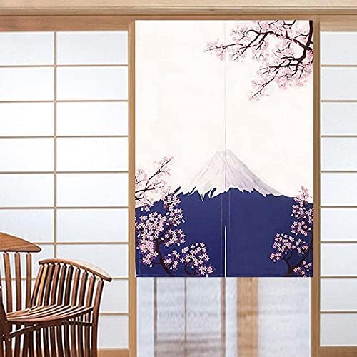 CoolChange Japanischer Türvorhang | 80x130cm | Inkl. Spannstange | Tür Noren aus Stoff | Motiv: Berg
