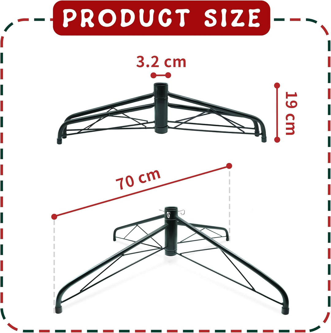 70cm Metall Weihnachtsbaum Ständer mit 3,2cm Bohrung für 120/150/180/250/270cm Weihnachtsbäume,Weihn