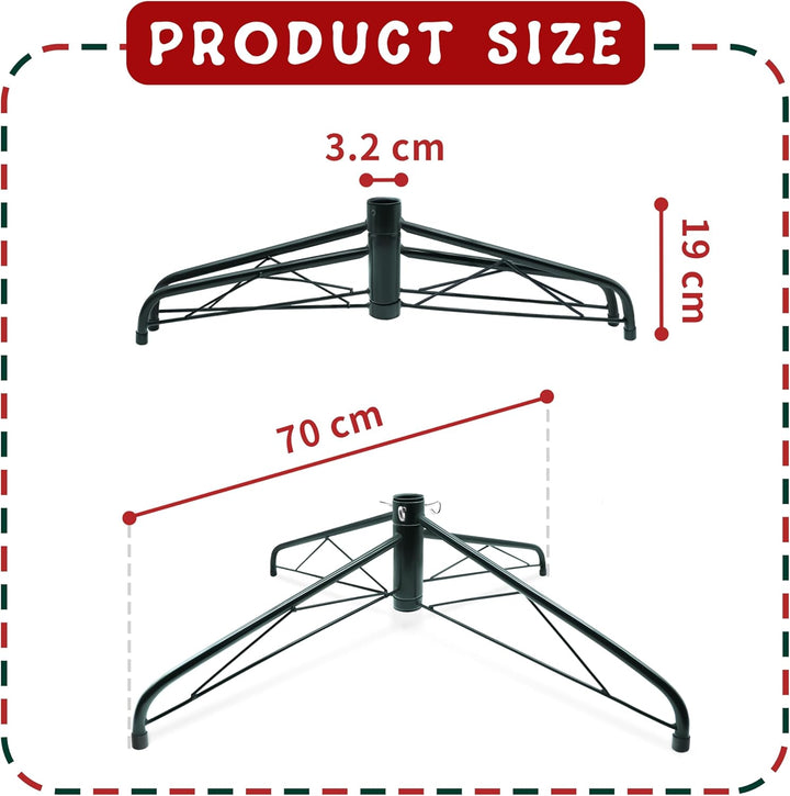 70cm Metall Weihnachtsbaum Ständer mit 3,2cm Bohrung für 120/150/180/250/270cm Weihnachtsbäume,Weihn