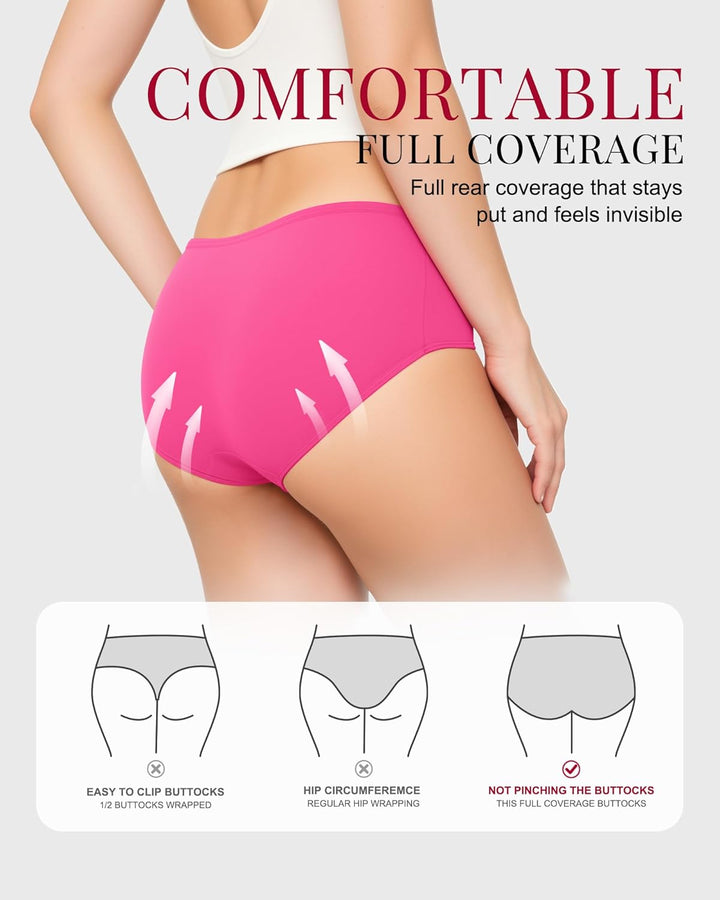 TANSTC Damen Unterhosen Baumwolle 6er-Pack Hipster Slips, Niedrige Taille & Stretch, Atmungsaktiv XS