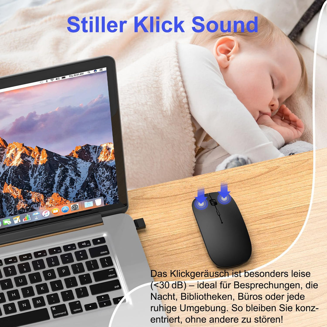 Azmall Kabellose Bluetooth Maus für iPad Pro/MacBook/Laptop/PC/Computer, Wiederaufladbare Maus Kabel