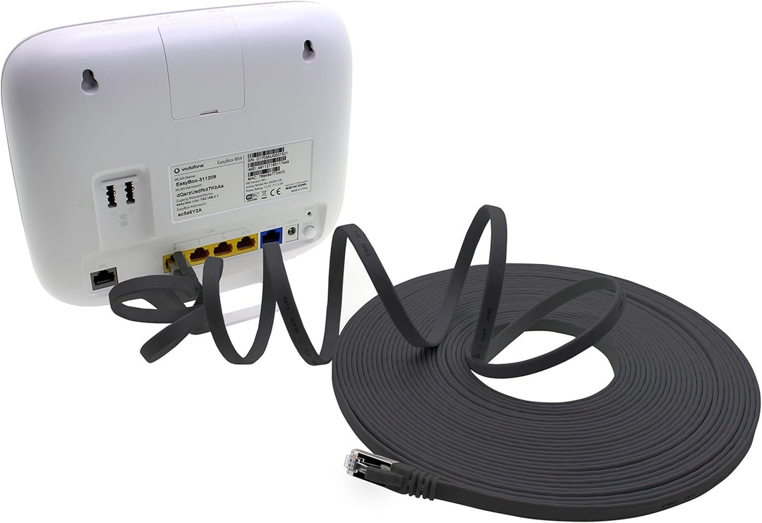 10m - schwarz - 10 Stück CAT.7 Gigabit Ethernet LAN Flachband Flachbandkabel (RJ45) Netzwerkkabel Ro
