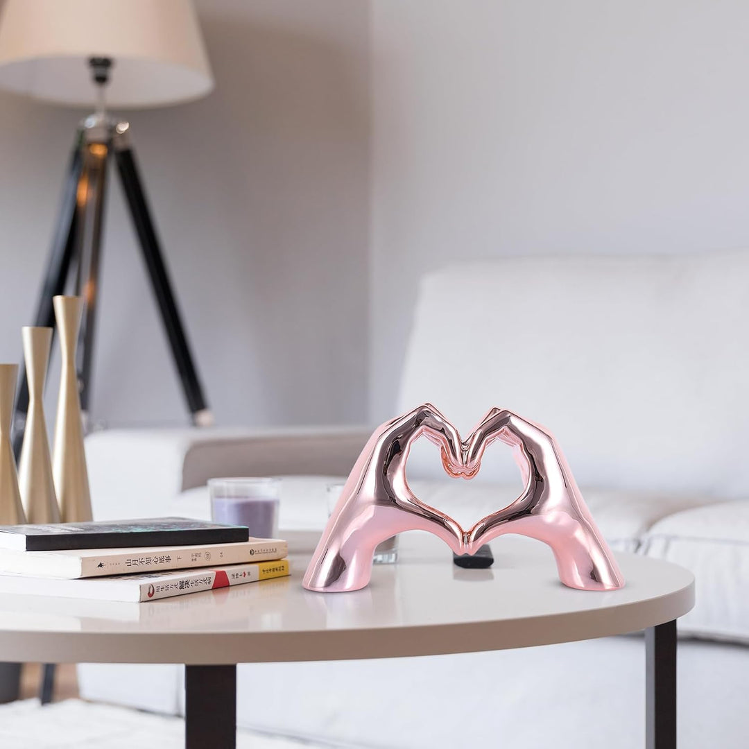 WUBIANJIE Rosa Herzhände Skulptur Boho Wohnzimmer Dekor Ästhetische Regaldekoration Ideal für Coucht