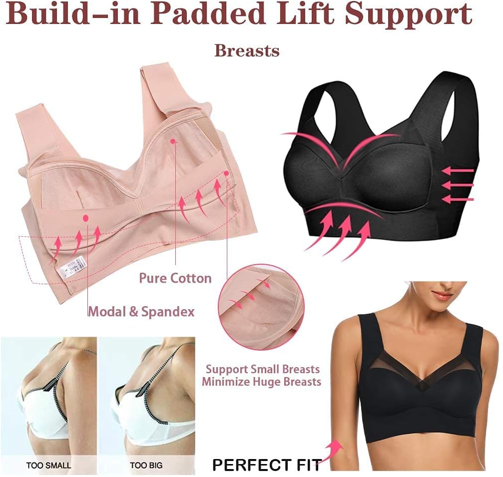 WOWENY BH Damen Ohne Bügel Schlaf Bustier Tops Spitze Bralette Bügelloser Klassischer T Shirt BH Sch