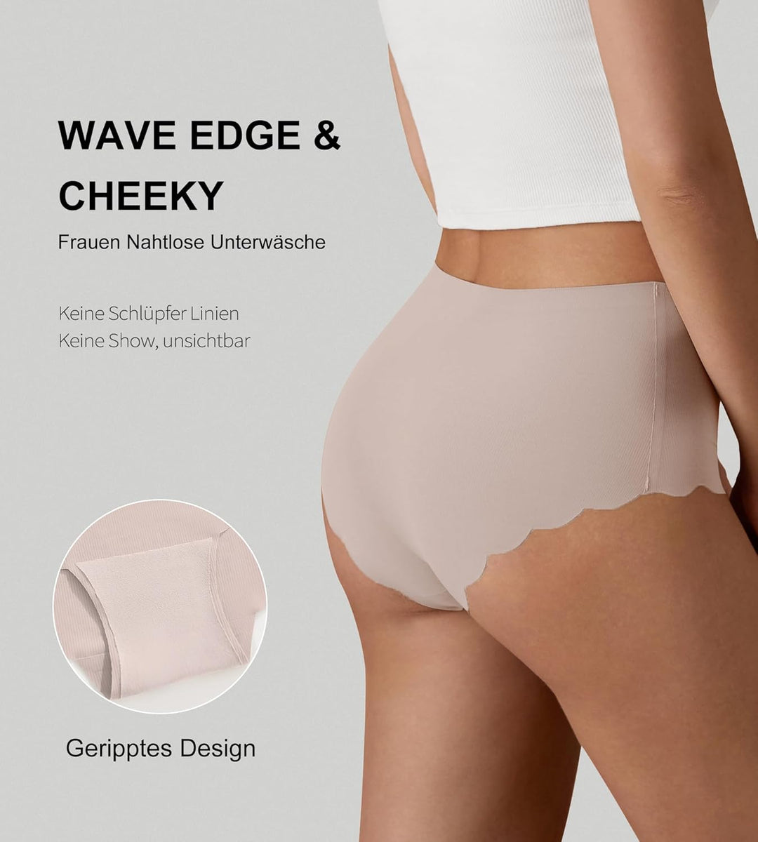 SHARICCA Nahtlos Slips Unterwäsche Damen Hohe Taille Bequeme Seamless Hipster Slips No Show Unterhos