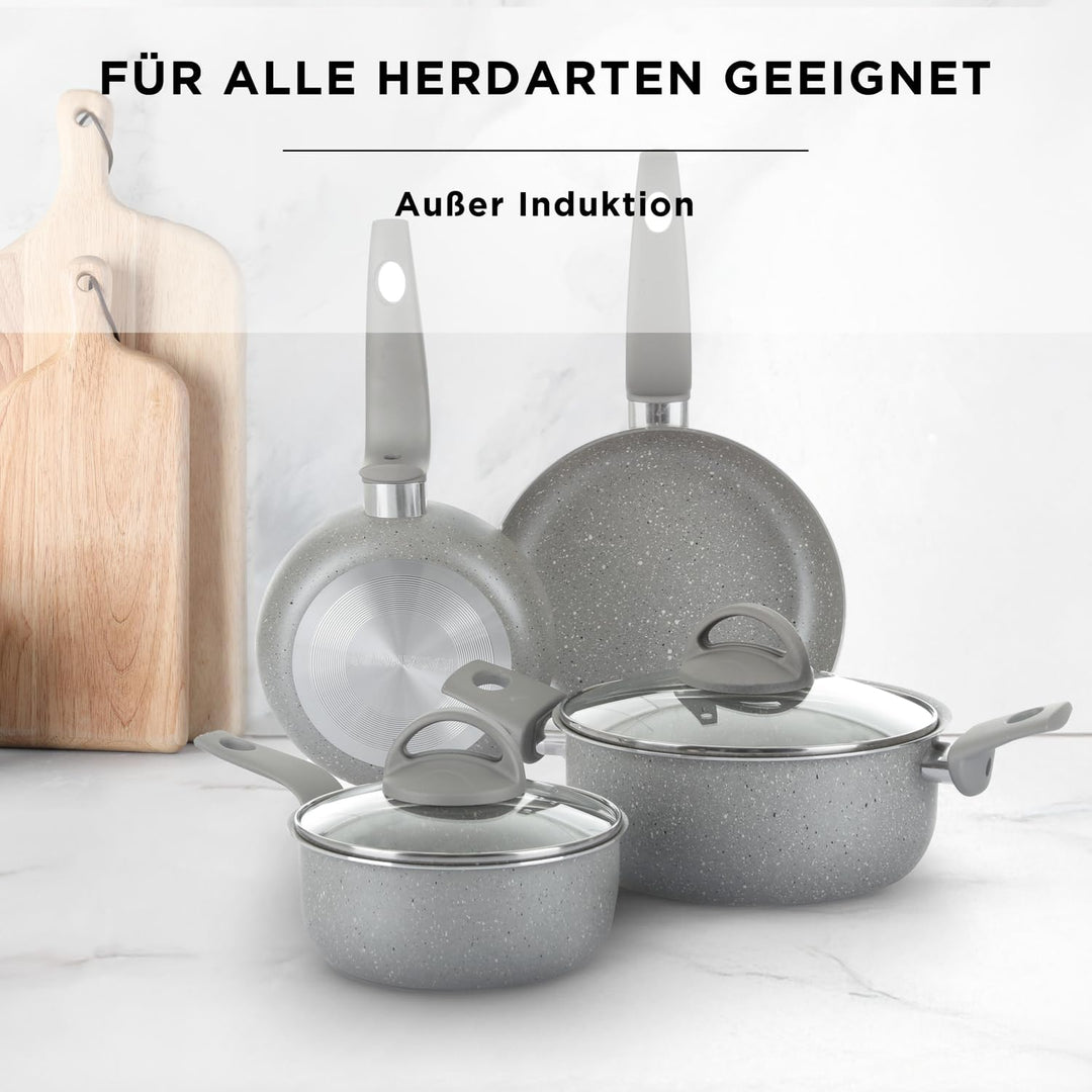 KASANOVA Topf-Set für herkömmliche Kochfelder, antihaftbeschichtetes Topf-Set, Kochgeschirr, gesunde