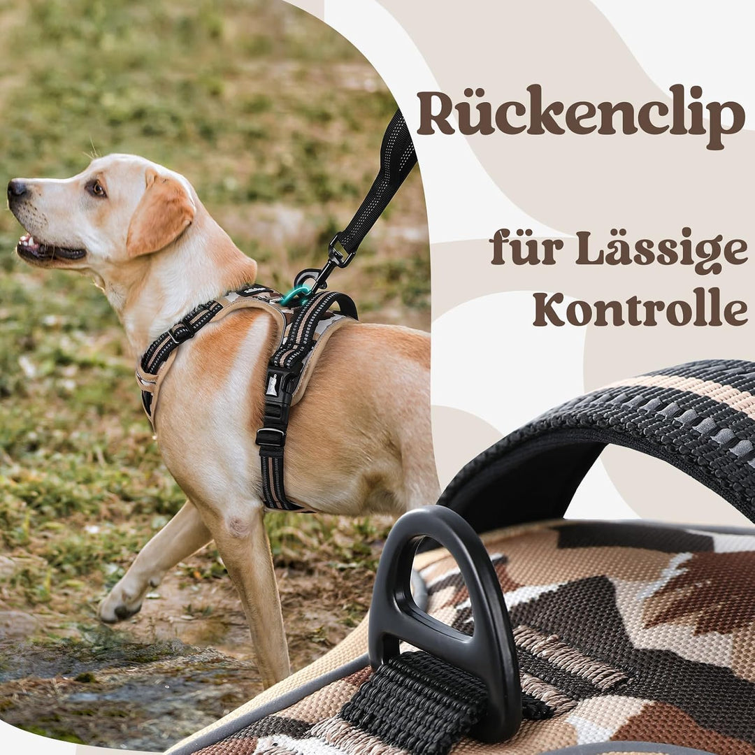 rabbitgoo Hundegeschirr Grosse Hunde Leichtes Anlegen, L, Bergkhaki | Anti Zug, Ohne Kopfdurchzug, H