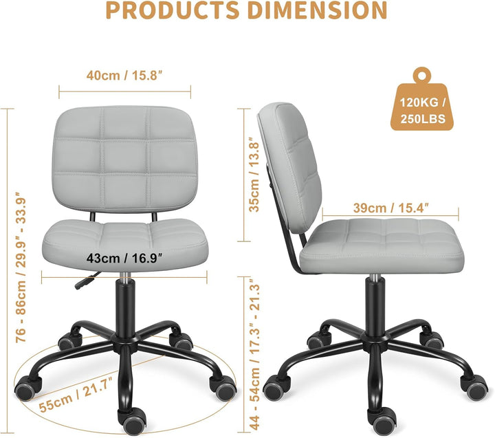 Leader Accessories Schreibtischstuhl höhenverstellbarer Bürostuhl ergonomischer Drehstuhl ohne Armle