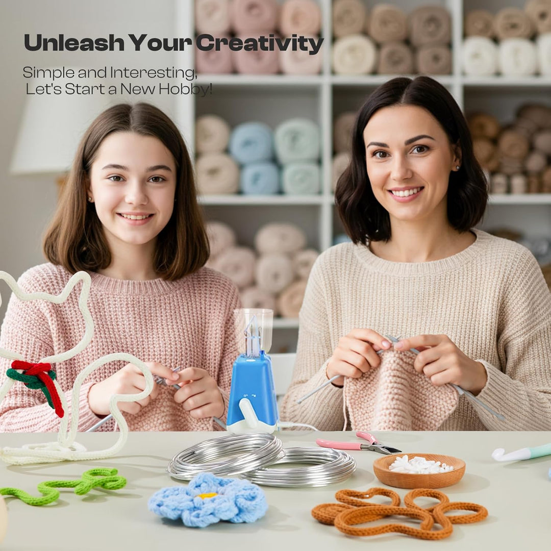 Caydo Strickmühle Kit Häkelset für Anfänger, Elektrisch Strickmaschine Set Automatische Herstellung