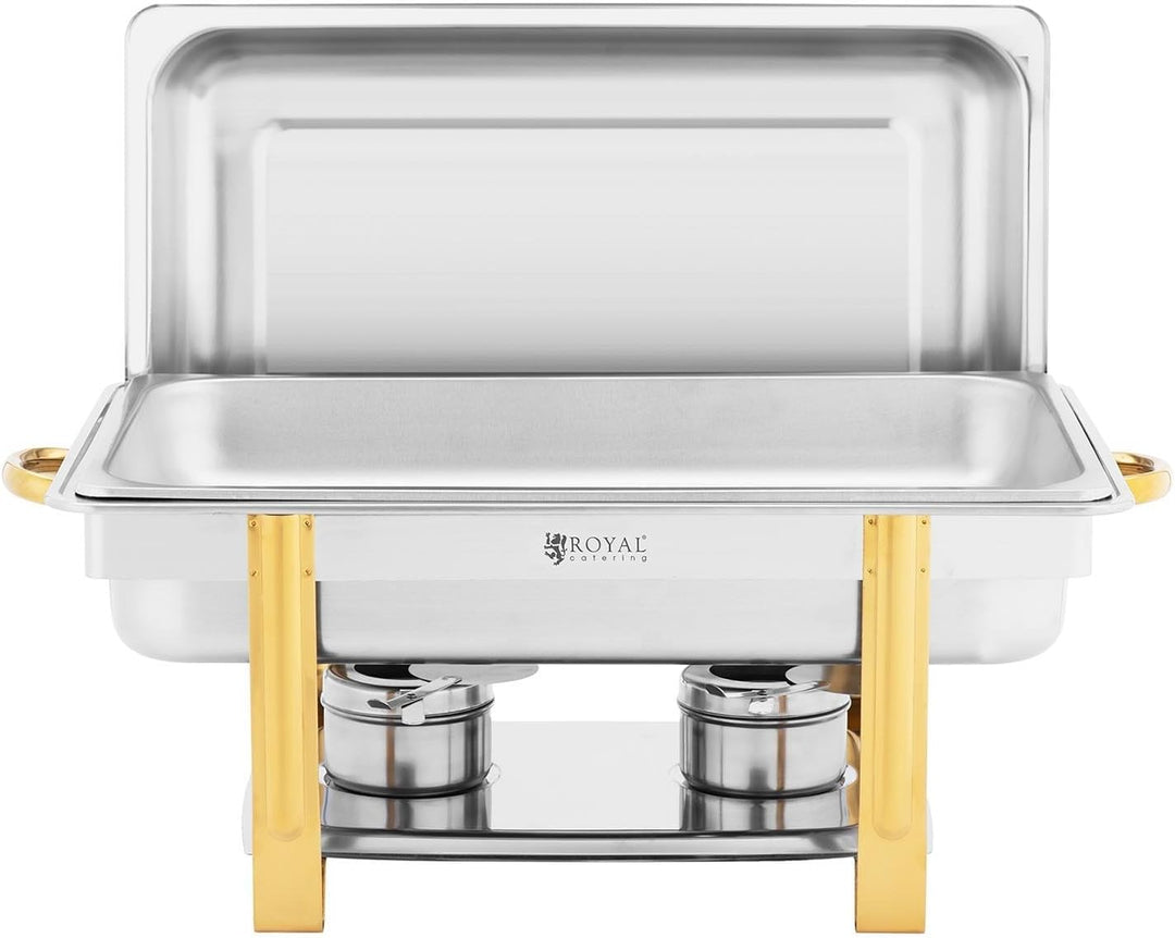 Royal Catering RCCD-RT16_9LG Chafing Dish GN 1/1 Goldakzente 9 L Warmhaltebehälter Rechaud Wärmebehä
