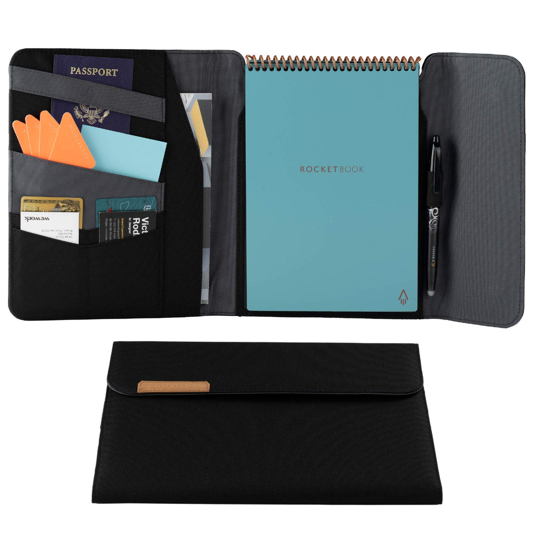 Rocketbook Flip Capsule Folio Cover – 100% recycelbare Hülle mit Stifthalter, Magnetverschluss und I