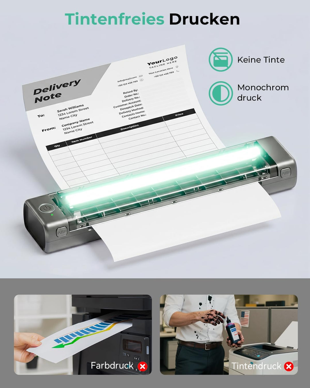 Phomemo Portable Drucker, M08F Bluetooth Mobile Tragbarer Drucker A4 unterstützen 210x297mm A4 Therm