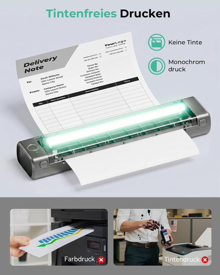 Phomemo Portable Drucker, M08F Bluetooth Mobile Tragbarer Drucker A4 unterstützen 210x297mm A4 Therm