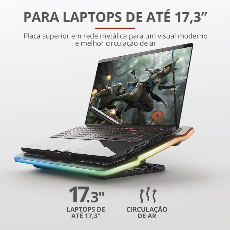 Trust Gaming GXT 1126 Aura Laptop-Kühlständer mit Mehrfarbiger Beleuchtung für Laptops bis 17,3", Ei