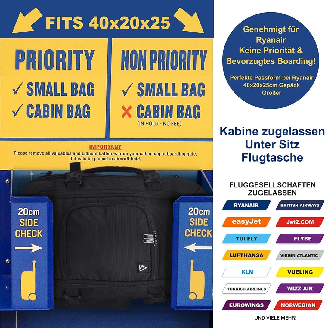 Aerolite Neu Frühling 2023 40x20x25 Ryanair Maximale Grösse Handkabinengepäck Handgepäcksrucksack Um