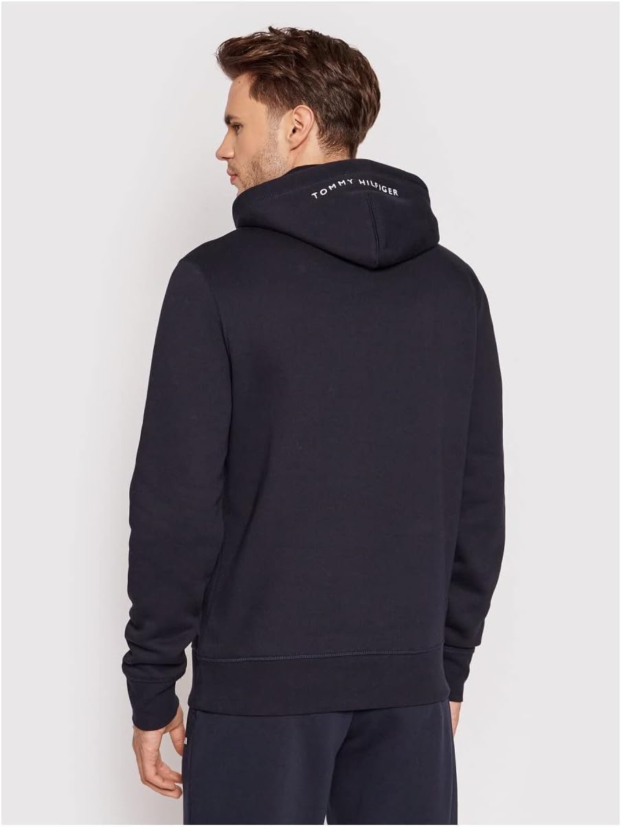 Tommy Hilfiger Langarm Hoodie Kapuze Logo-Details Uni weinrot M Blau, M Blau