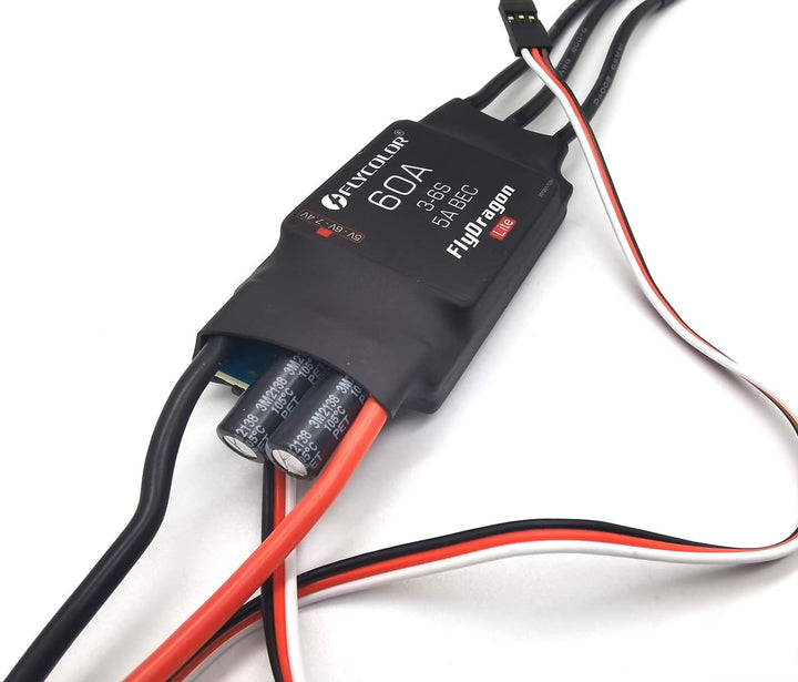 Flycolor 60A ESC 3-6S Elektrischer Geschwindigkeitsregler 5 V/6 V/7,4 V 5A BEC mit XT60 & 3,5mm Rund