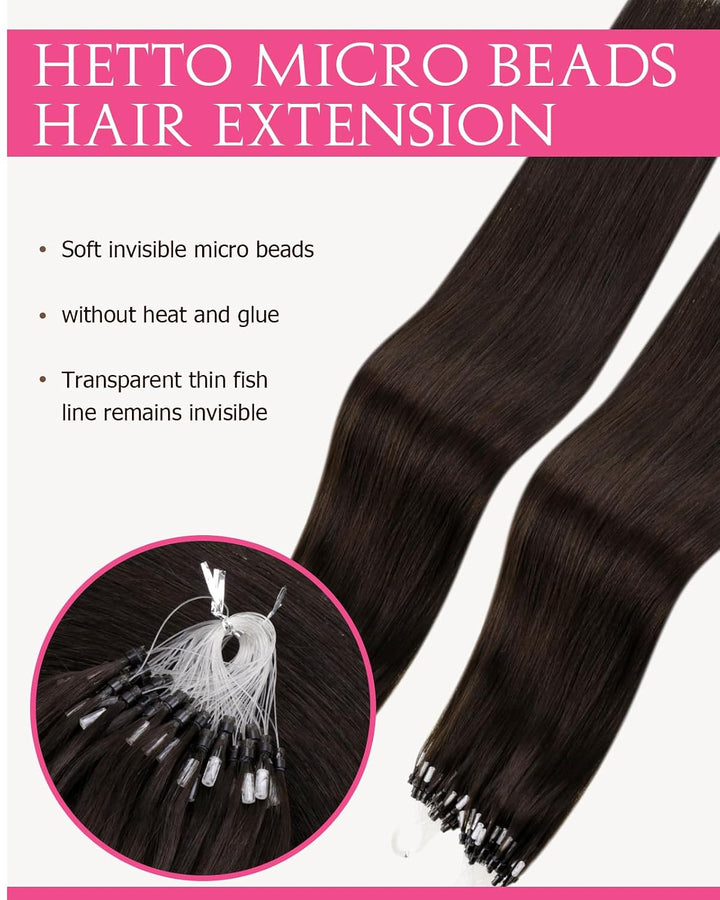 Hetto Microring Echthaar Extensions Dunkelstes Braun Echthaar Micro Ring Extensions Remy Microring E
