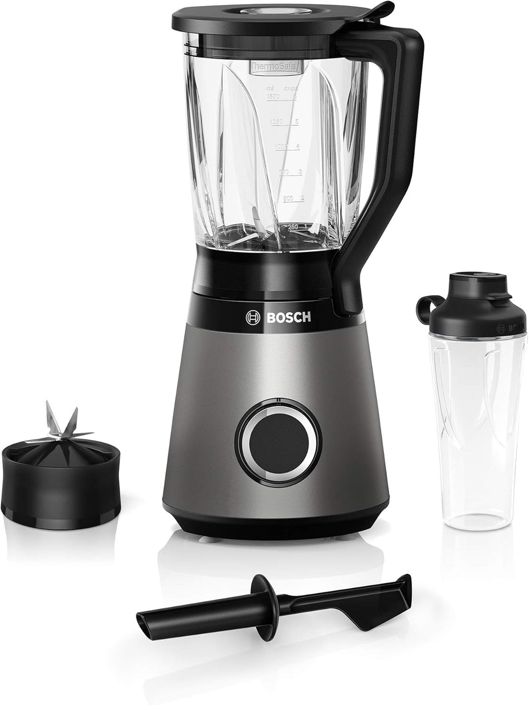 Bosch Standmixer VitaPower Serie 4 MMB6174S, 1200 W, silber & Bosch ToGo-Flasche MMZBT01B, Smoothie-