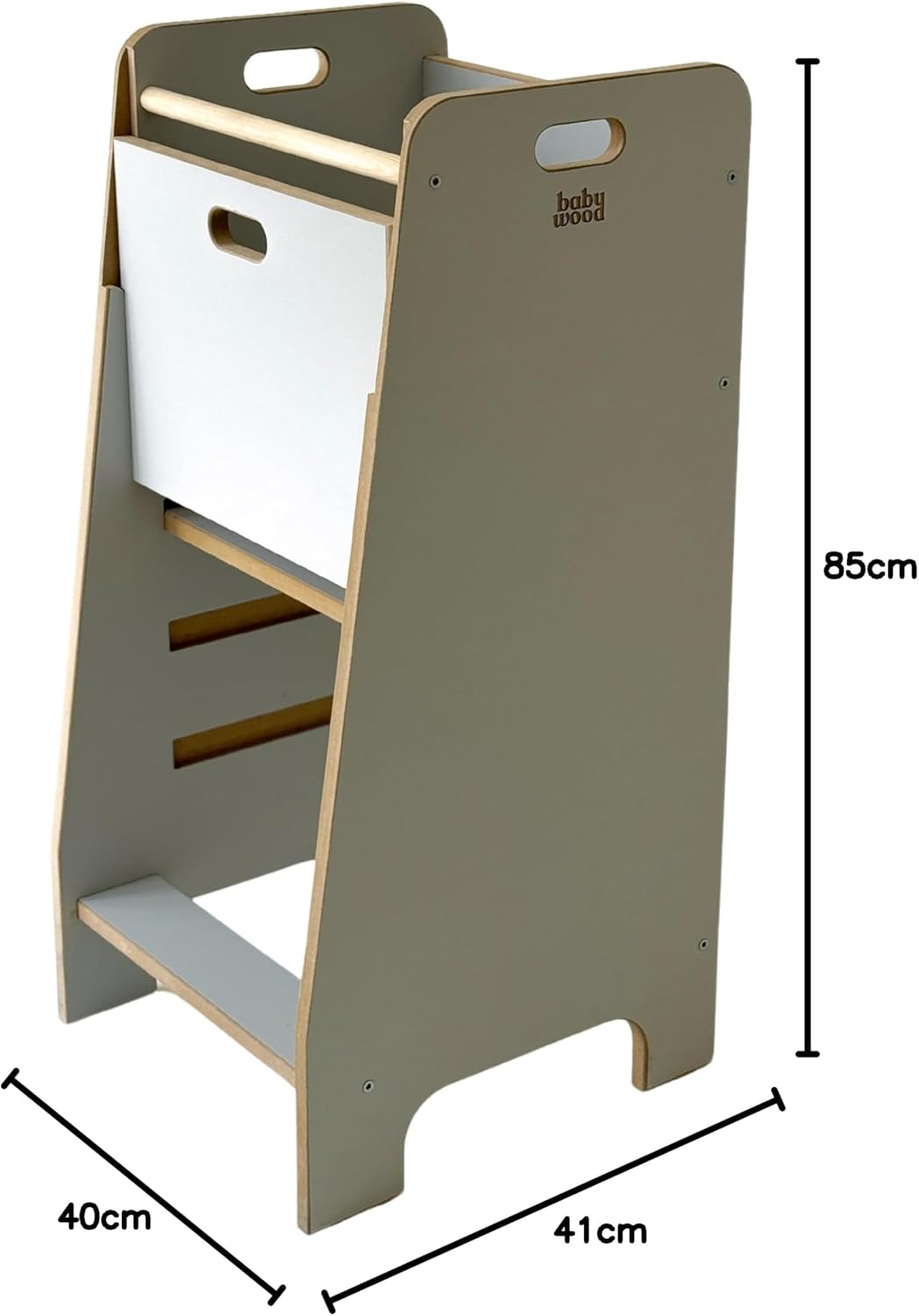 Lernturm aus Holz extra sicher | Montessori Küchenhelfer | Küchenhelfer | Verstellbare Plattform | K