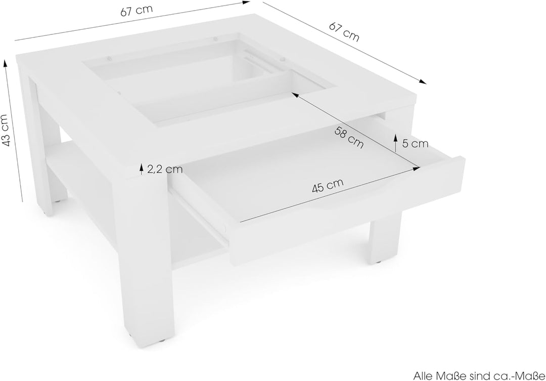 byLIVING Couchtisch Ralph/moderner Sofatisch mit Glaseinlage und grosszügiger Schublade in Artisan E