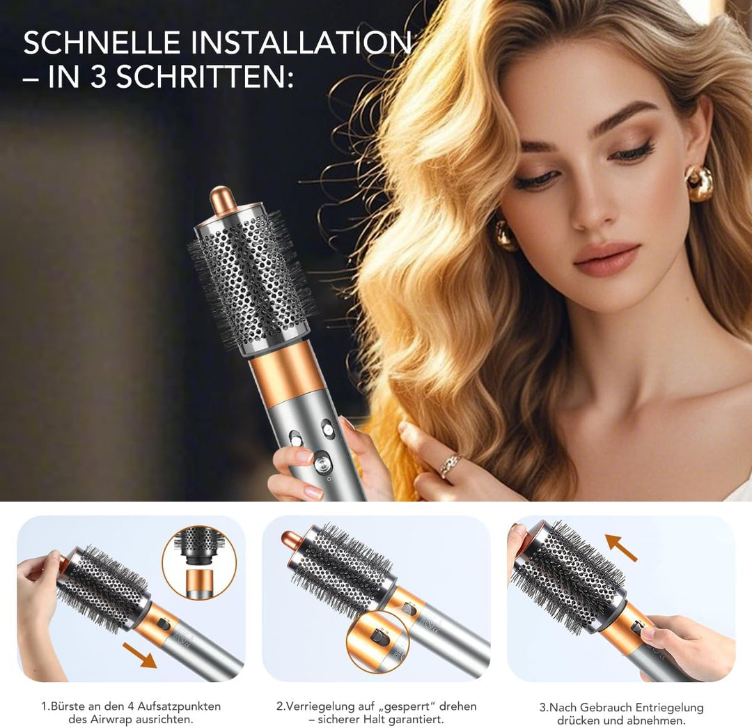 Grosse runde Volumenbürste-Aufsatz für Dyson Airwrap, Mit langen, feinen Borsten, um dem Haar Form u