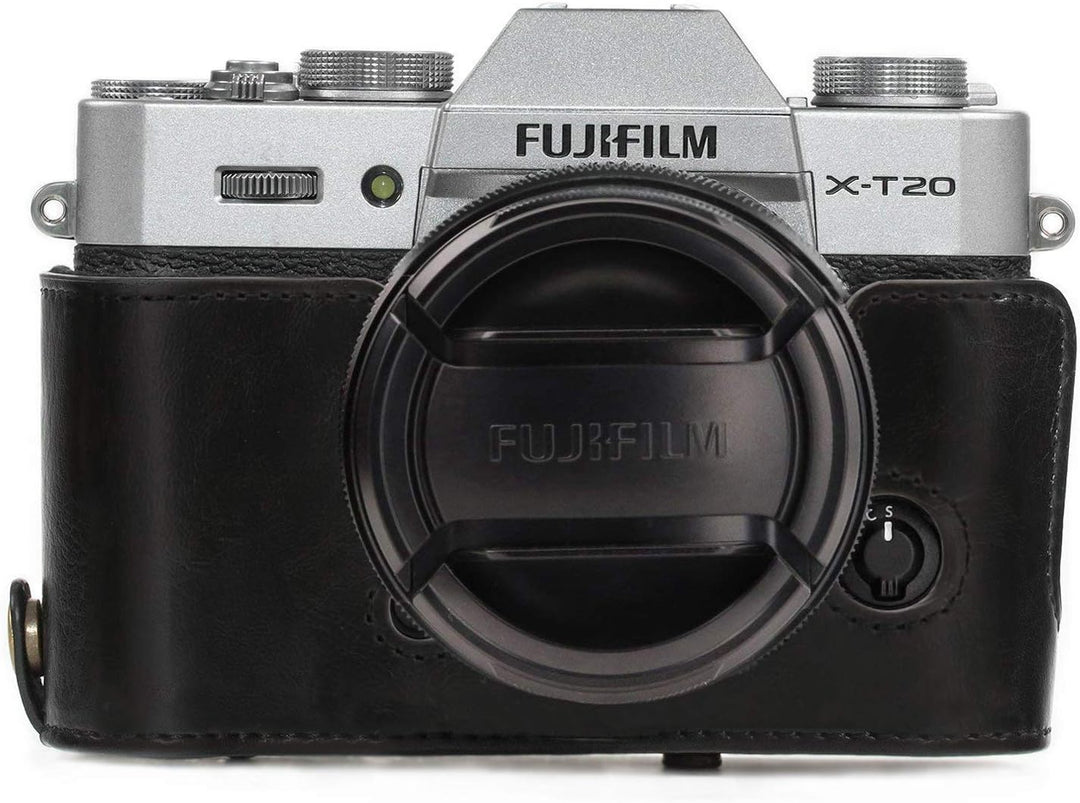 MegaGear MG576 Ever Ready Leder Kameratasche mit Trageriemen kompatibel mit Fujifilm X-T30, X-T20 (1