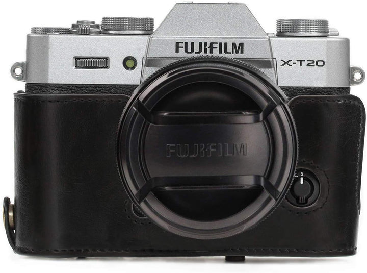 MegaGear MG576 Ever Ready Leder Kameratasche mit Trageriemen kompatibel mit Fujifilm X-T30, X-T20 (1